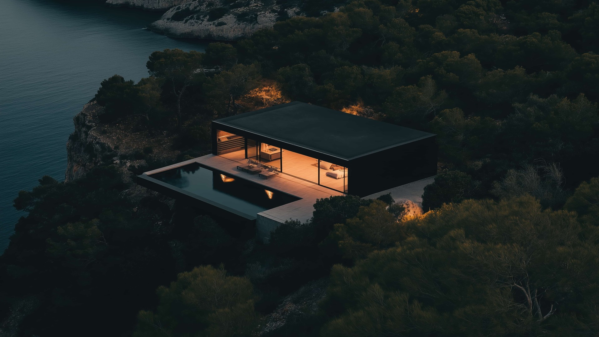 casa-minimalista-de-noche